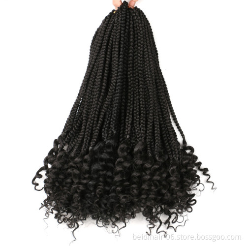 Box Braids Goddess Braiding Hair with Curly Ends 3S Synthetic Hair Braided Extension 18inch 24inch